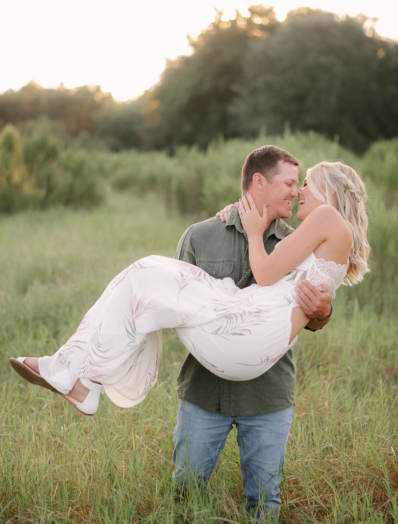 Grassy Field Engagement Session Central Florida