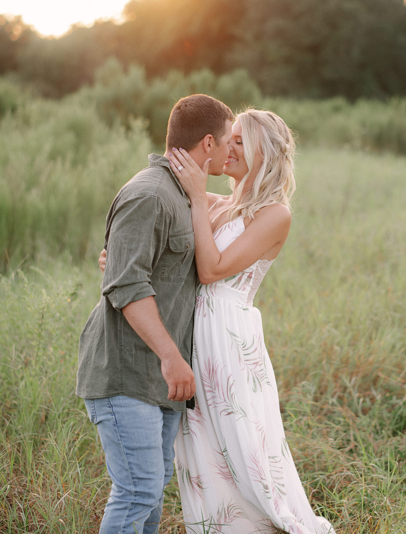 Grassy Field Engagement Session Central Florida