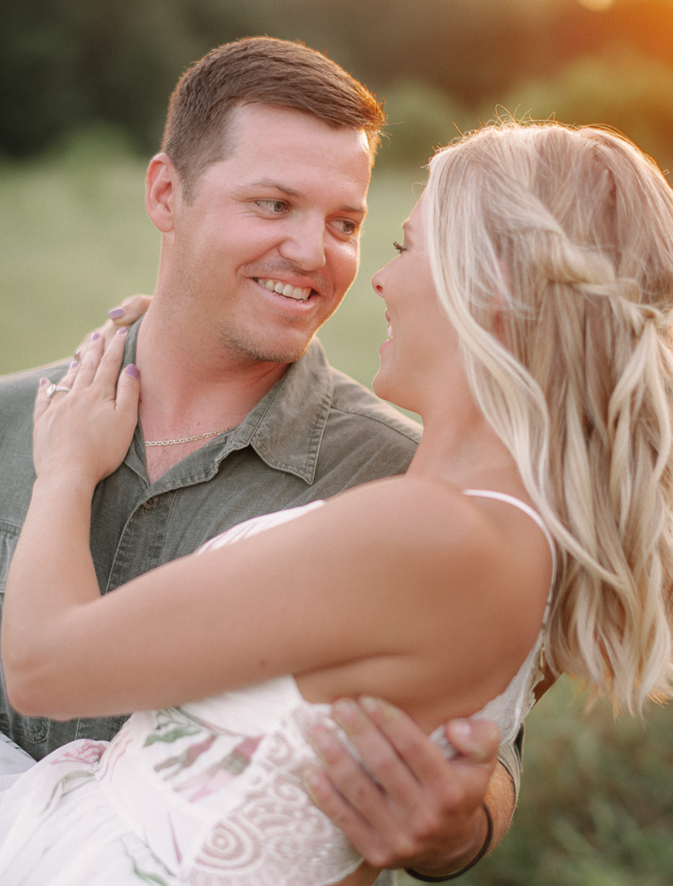 Grassy Field Engagement Session Central Florida