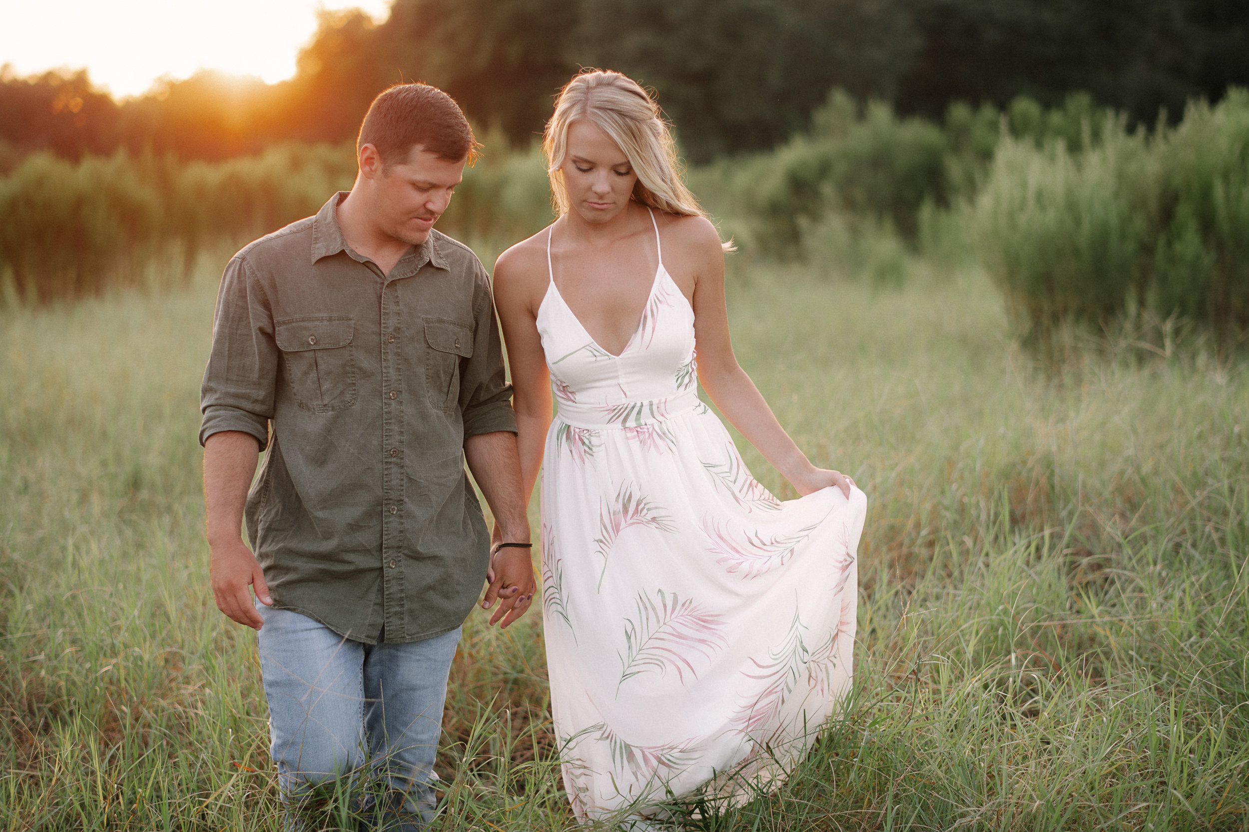Grassy Field Engagement Session Central Florida