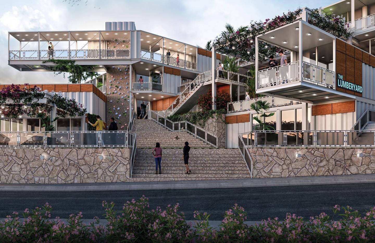 Concept renderings for the latest iteration of the Lumberyard, an ongoing project in the Caribbean. Constructed with prefab structures to reduce the resource impact of on this beautiful island. Designed to support local business and boost tourism. 

