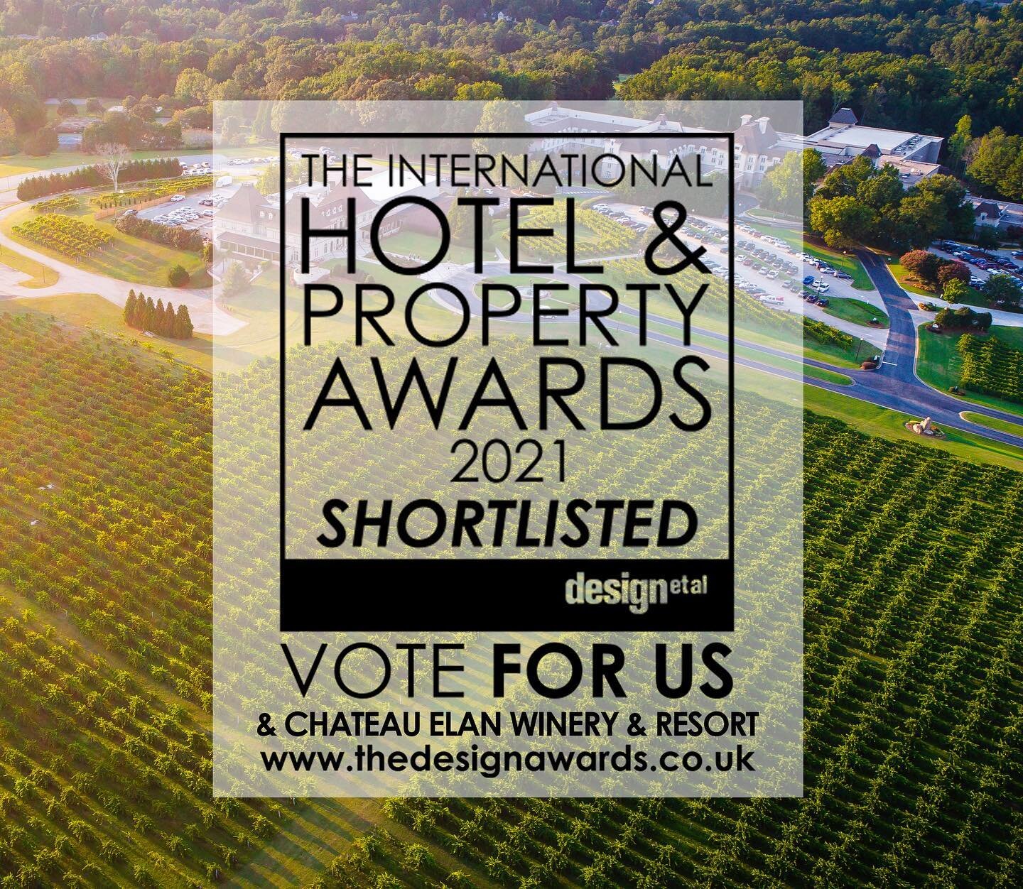 We need your help! We are excited to announce BLUR Workshop&rsquo;s renovation of Chateau Elan Winery &amp; Resort project has placed as finalist in THREE categories at the prestigious design et al - International Hotel &amp; Property Awards this yea