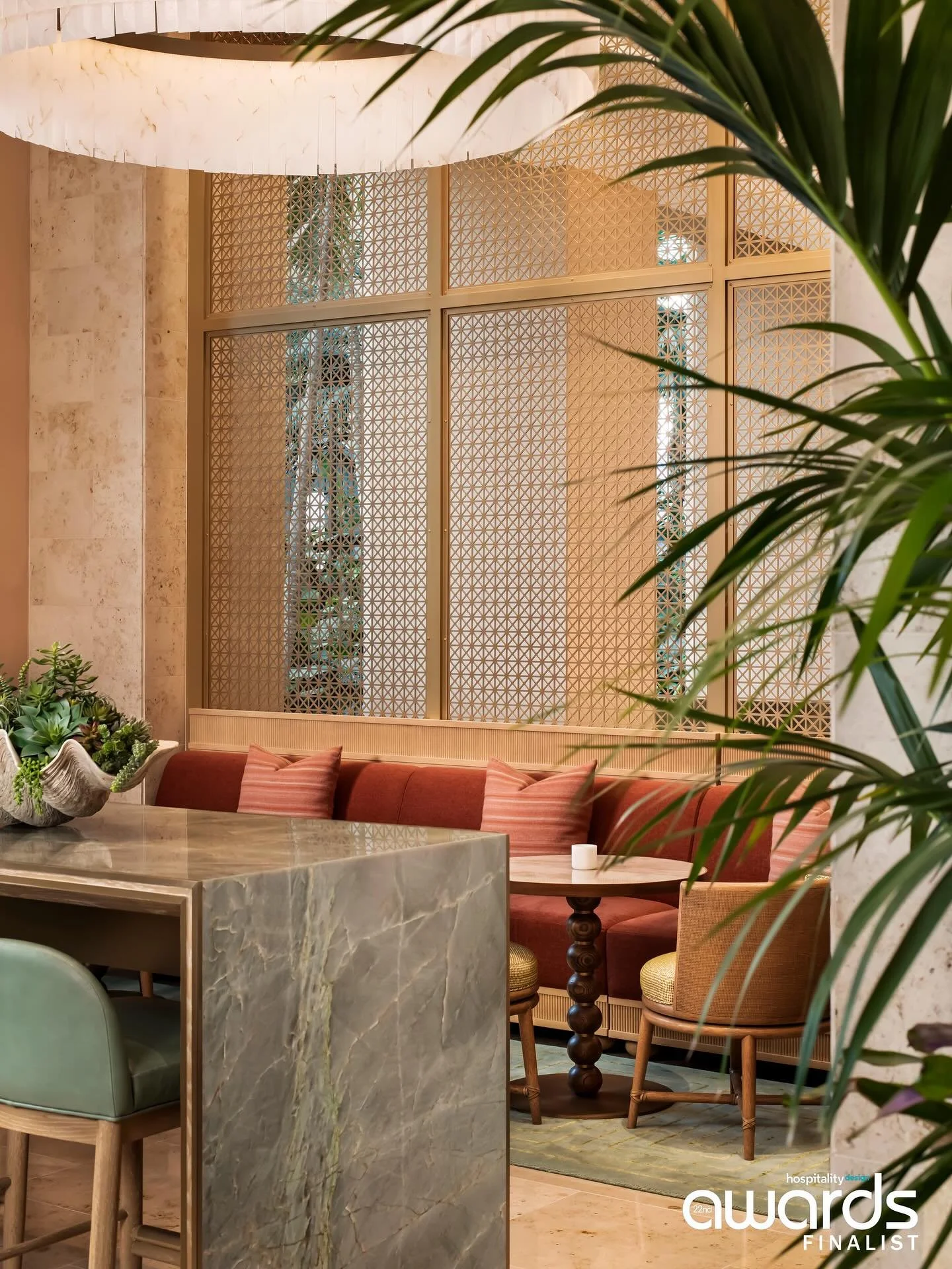 More from Gaylord Palms lobby, defined by layered materials and lush Florida greenery. 

📸: @nicoleaubreyphotography