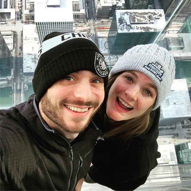 Atop the Sears Tower on the glass bridge this past weekend. #playingtourists