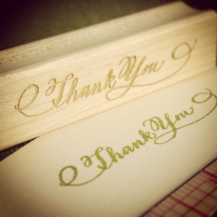 Calligraphy Thank You Stamp - Handwritten for cardmaking and