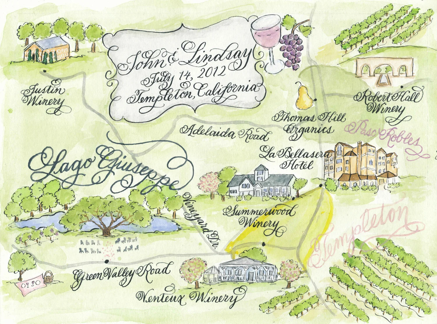Watercolor Wedding Map DIY, print at home or order prints — Designs by Robyn Love watercolor-wedding-map-diy-print-at-home-or-order-prints-designs-by-robyn-love