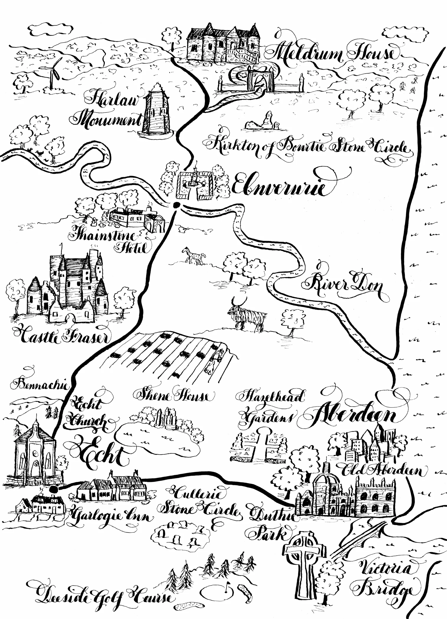 Small Black and White Map