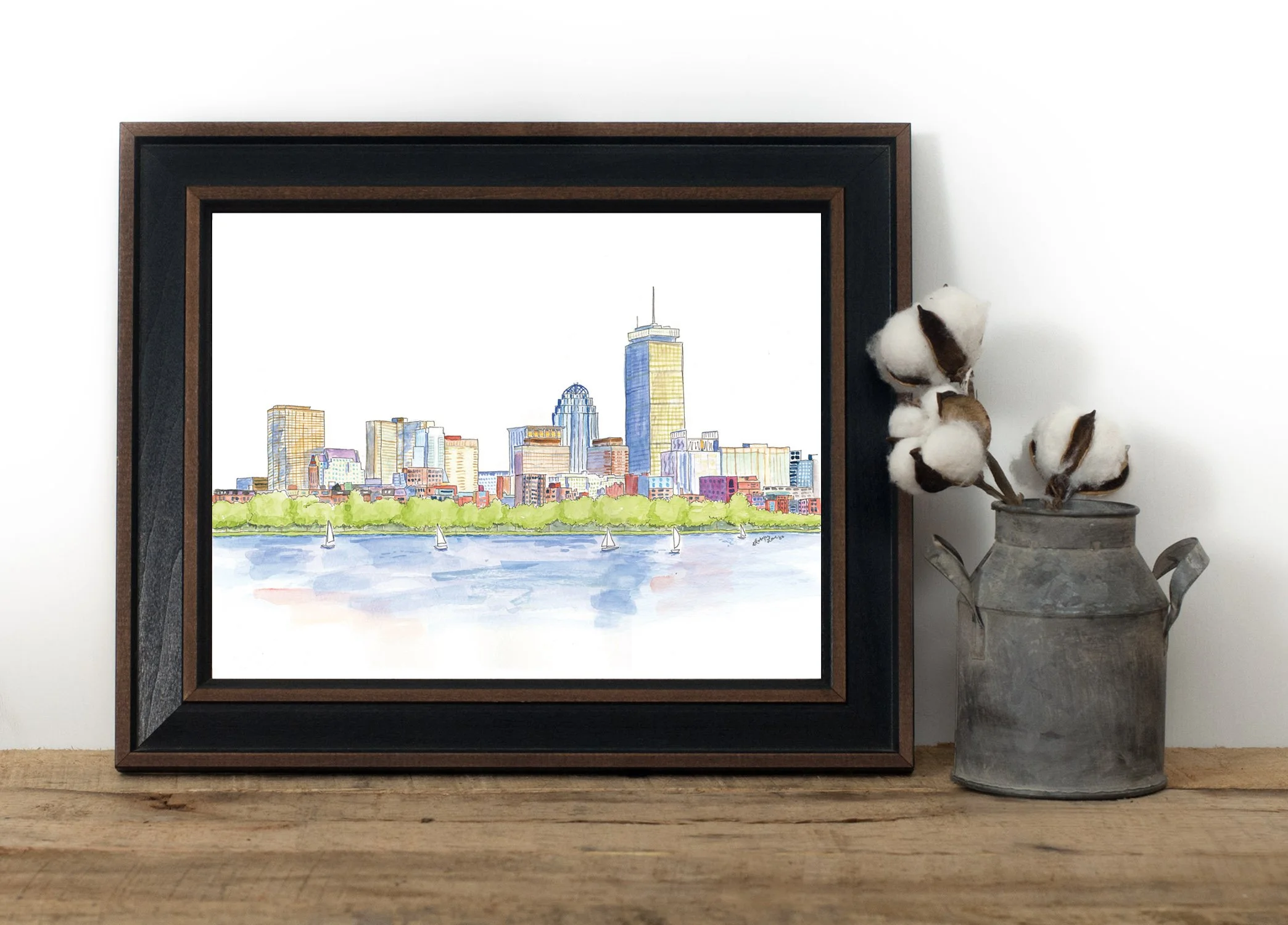 boston skyline print in brown frame copy.jpg