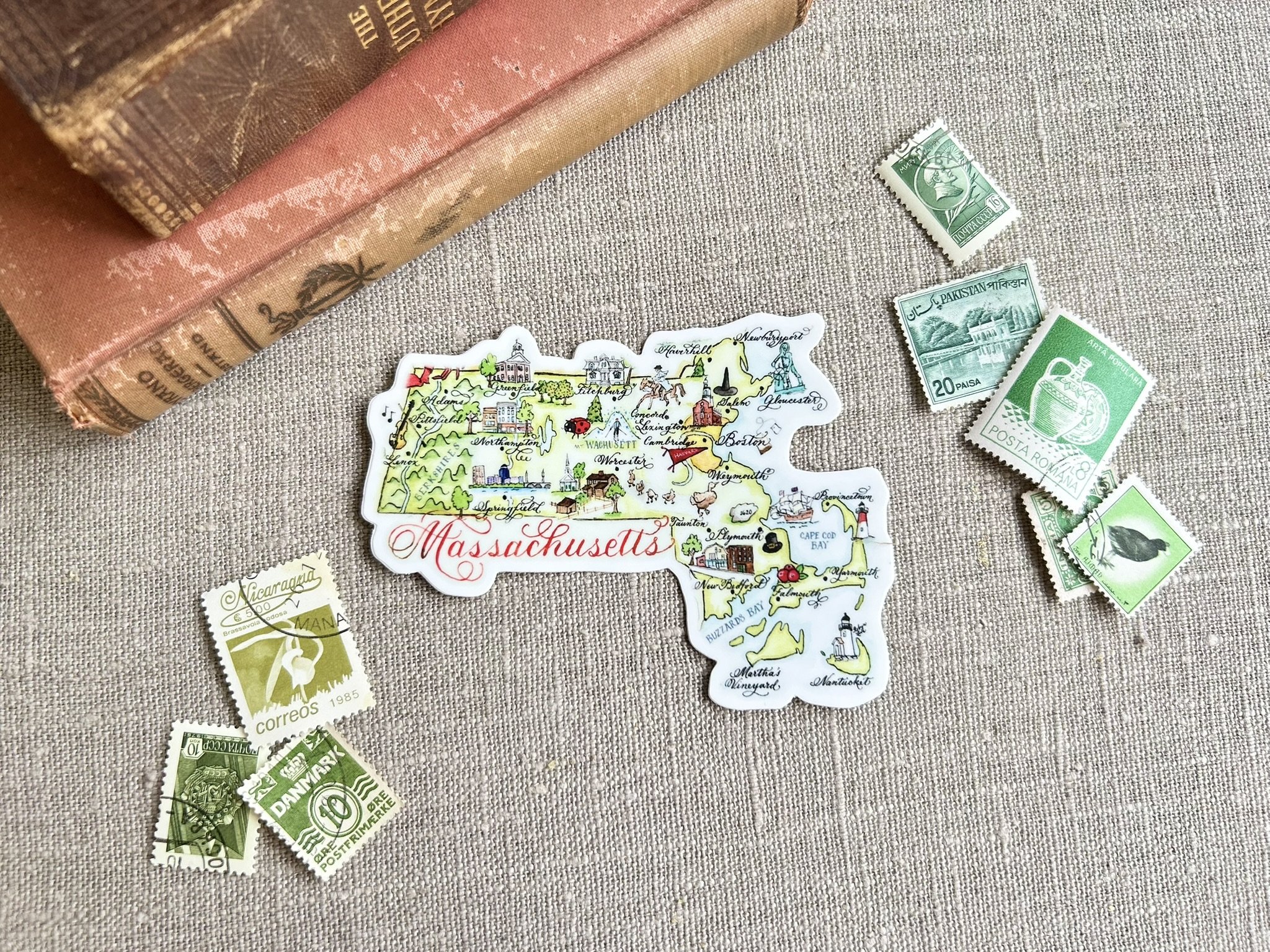 Massachusetts State Map Sticker - Waterproof