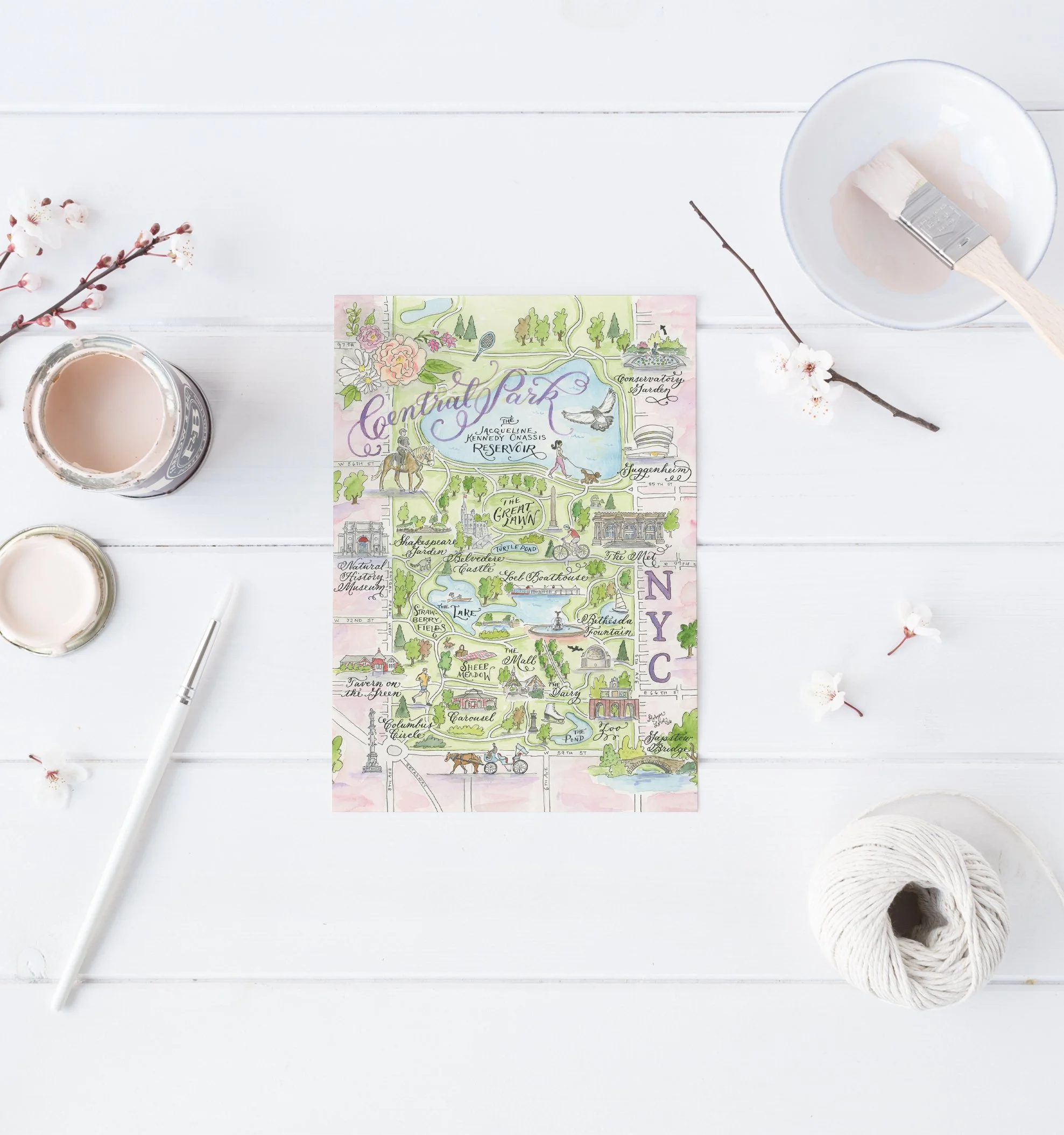 Central Park NYC Map Card
