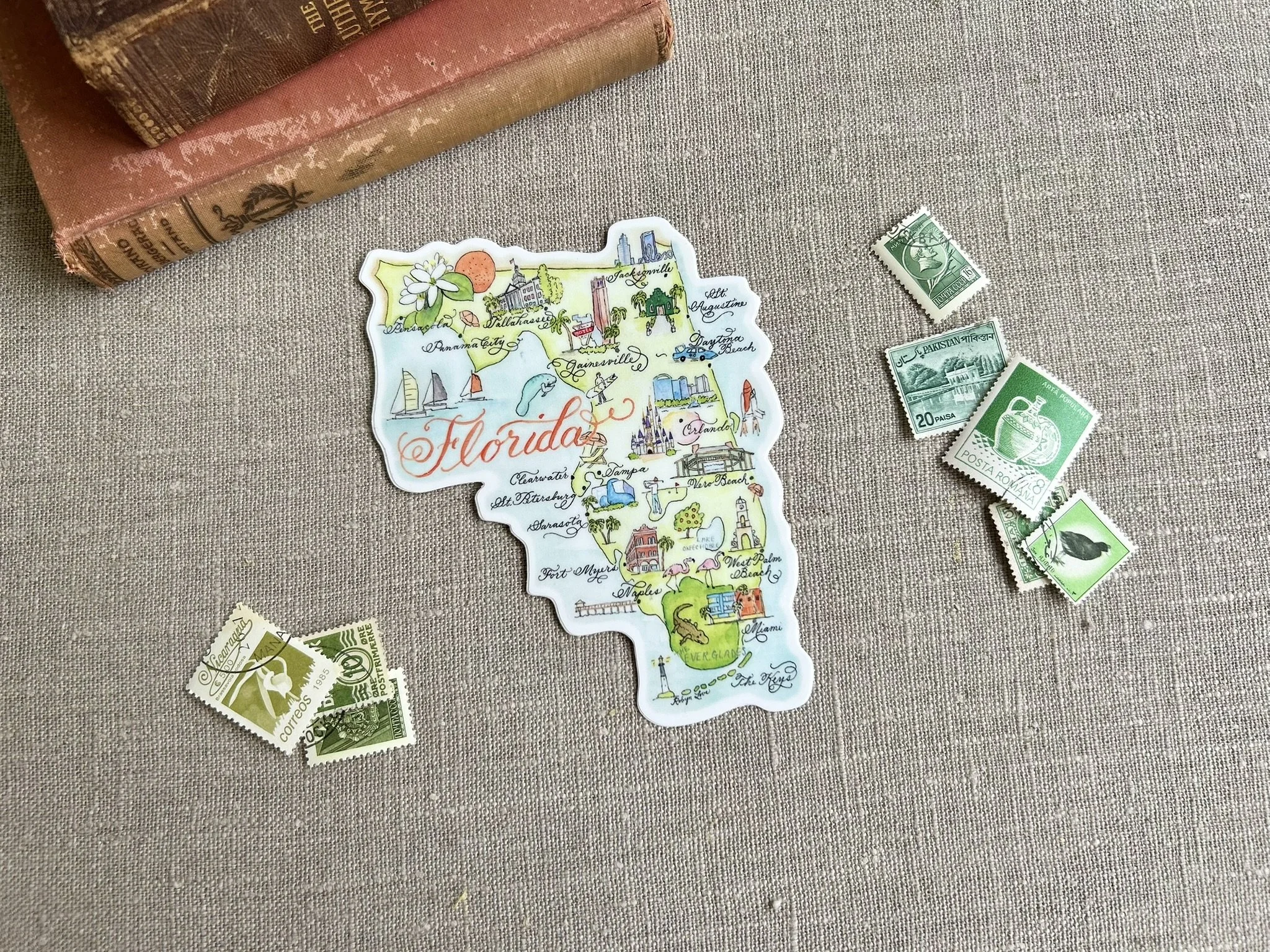 Florida State Map Sticker - Waterproof