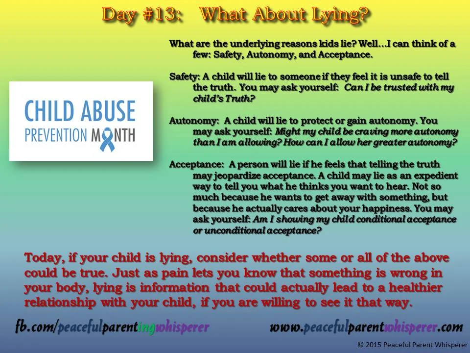 Child Abuse Prevention Month...Day #13.  What About Lying?