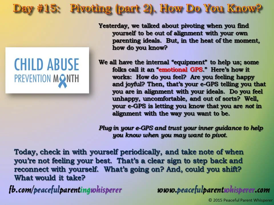 Child Abuse Prevention Month...Day 15...Pivoting (Part 2)...How Do You Know?