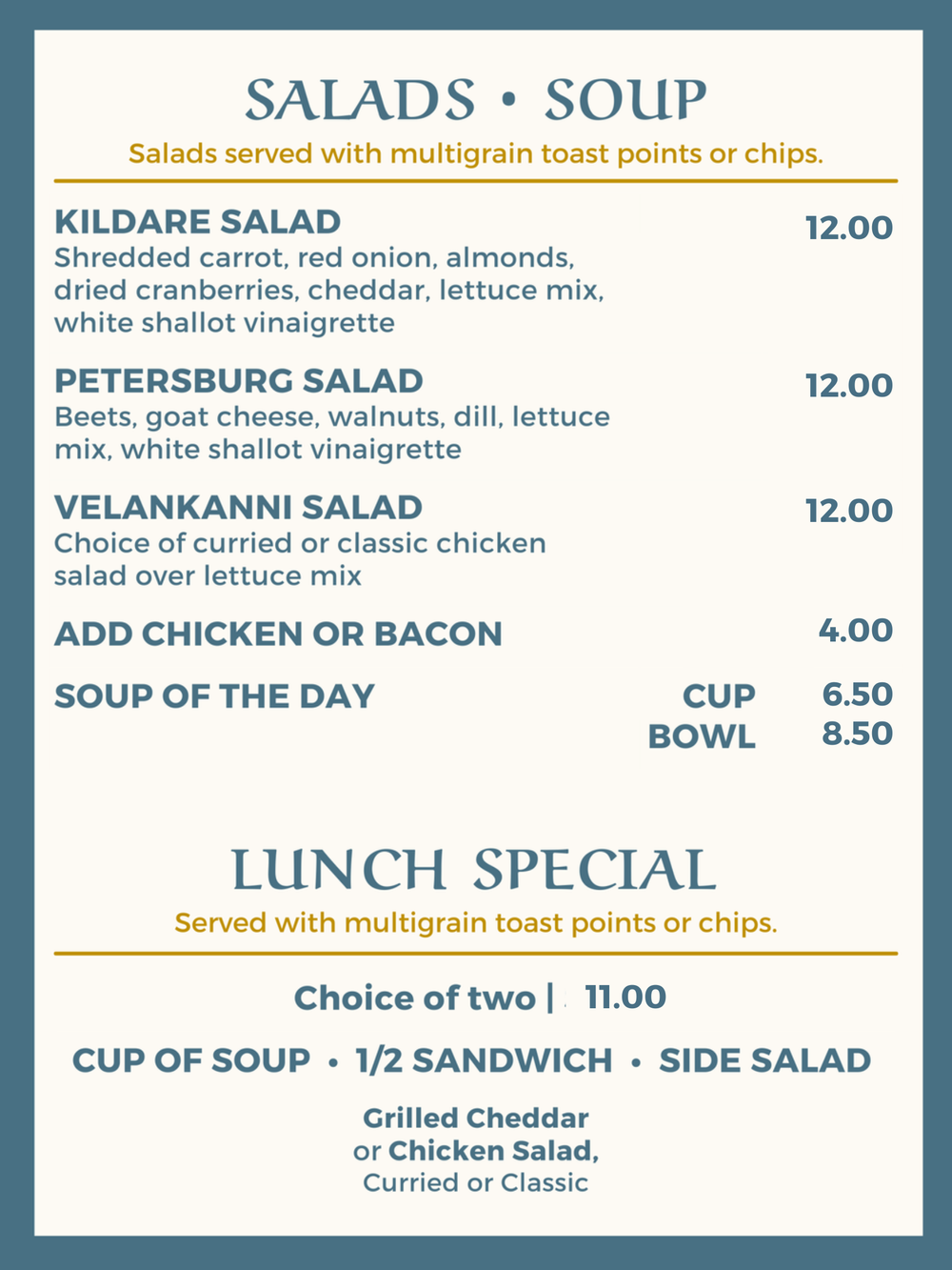 Menu — Trinity House Café & Market