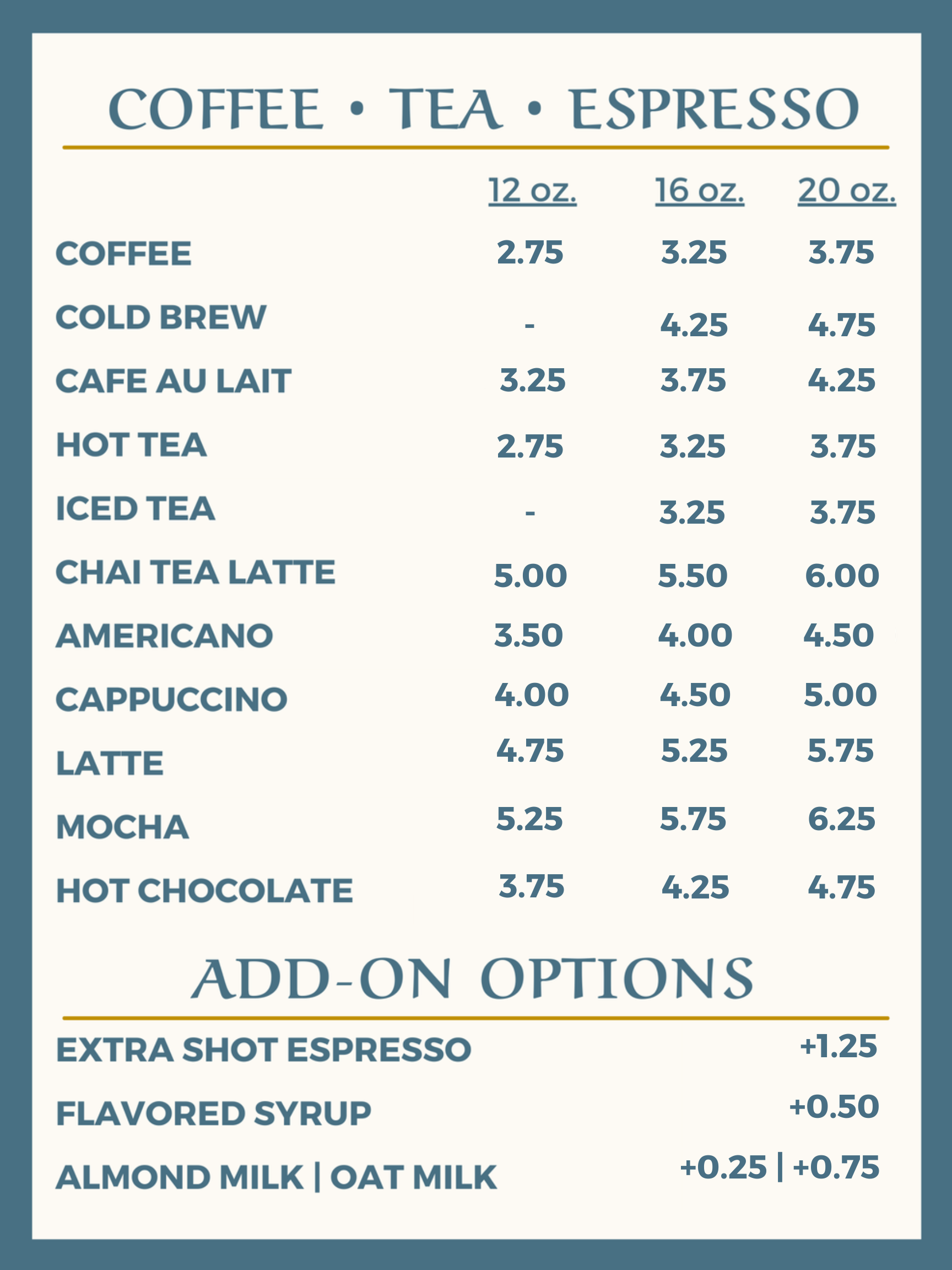 Menu — Trinity House Café & Market
