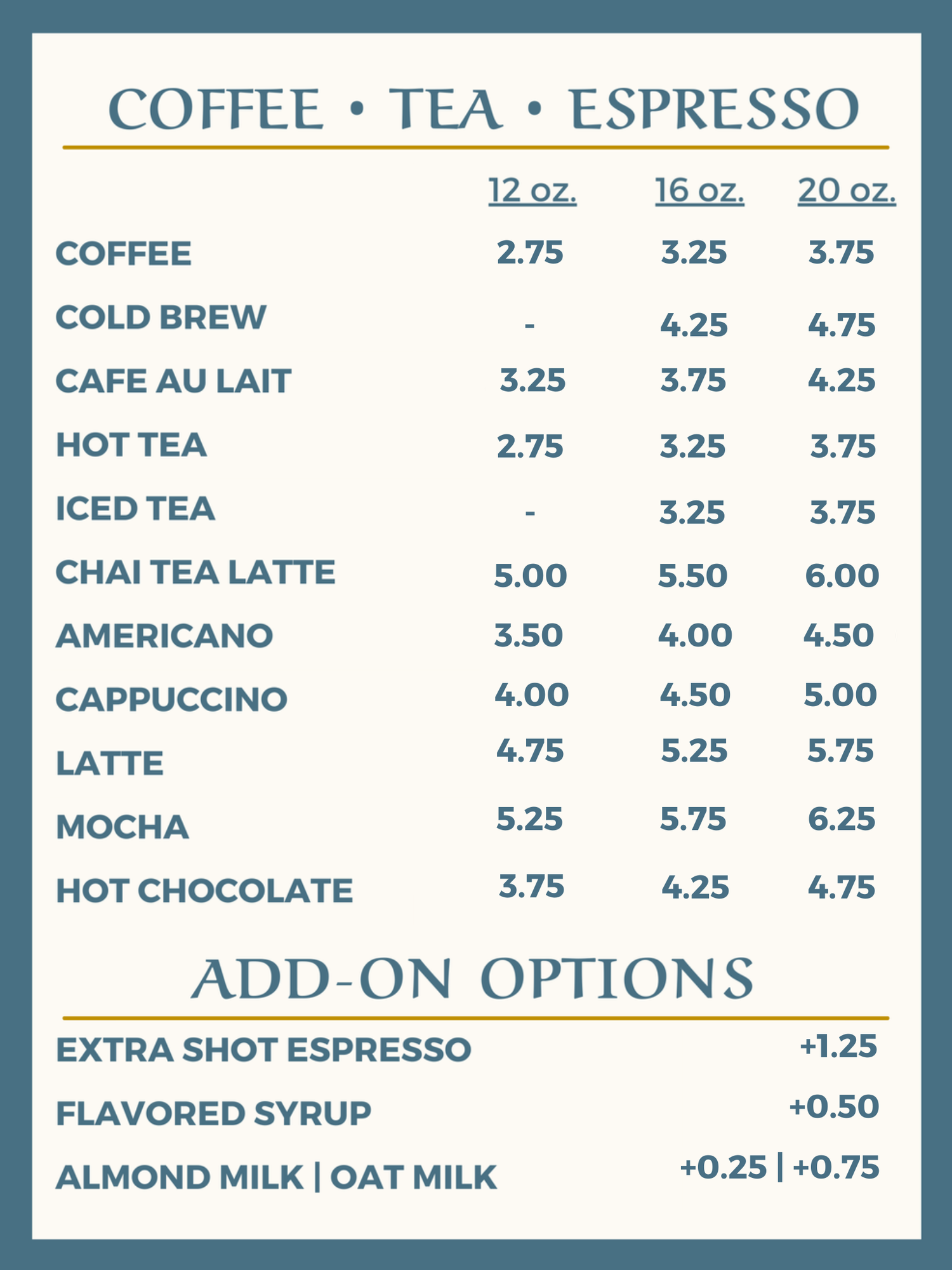 Menu — Trinity House Café & Market