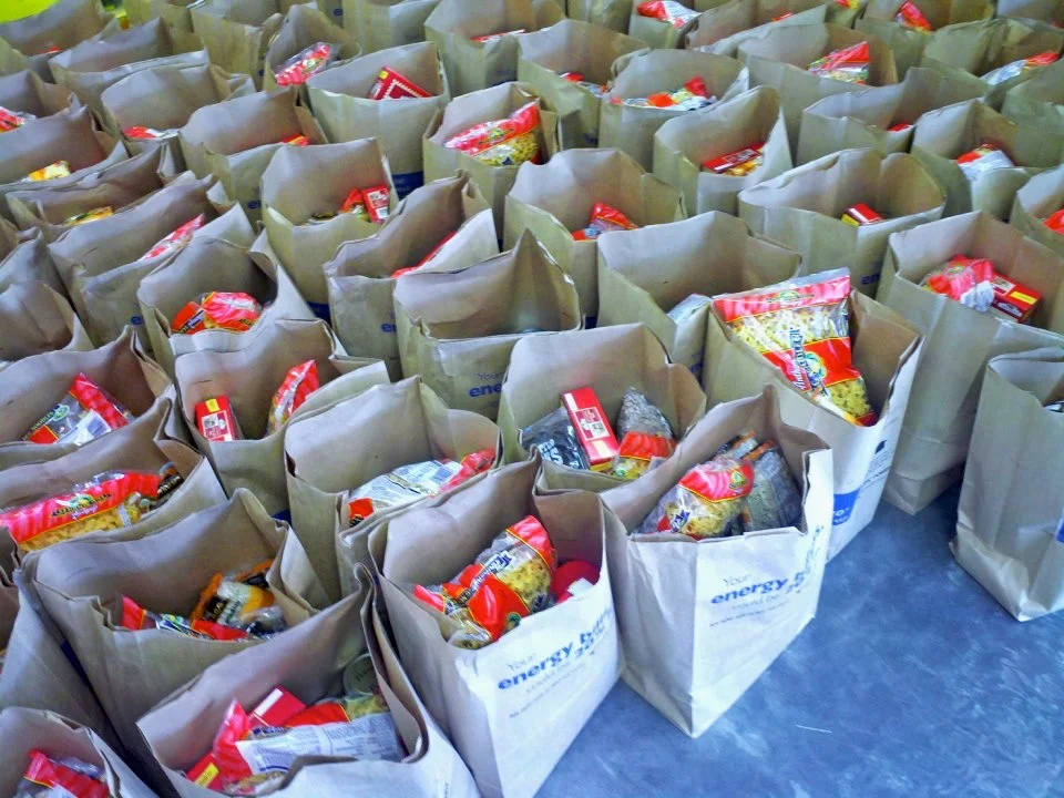 Food bags ready for distribution to those in need...