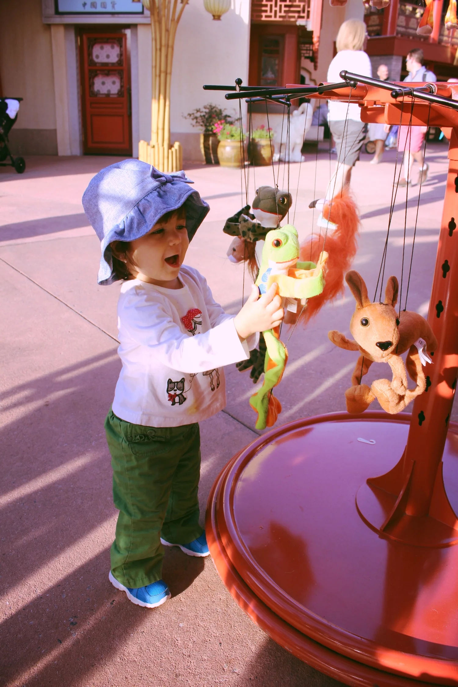 Dominika loved the cute marionettes. 