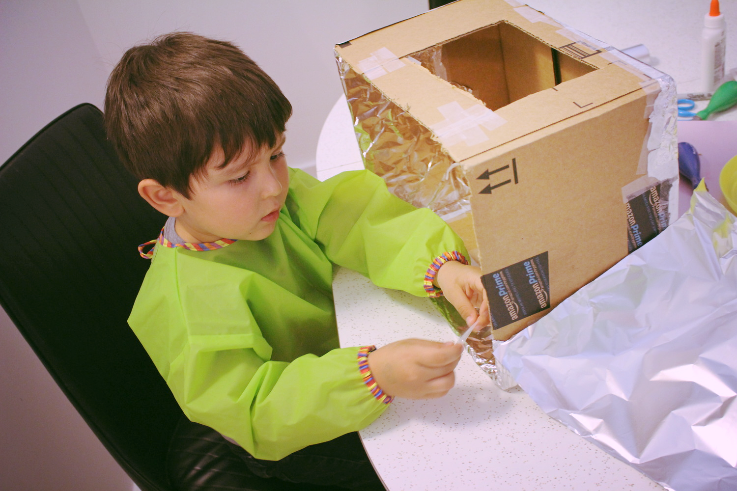 More taping. He loves using tape!