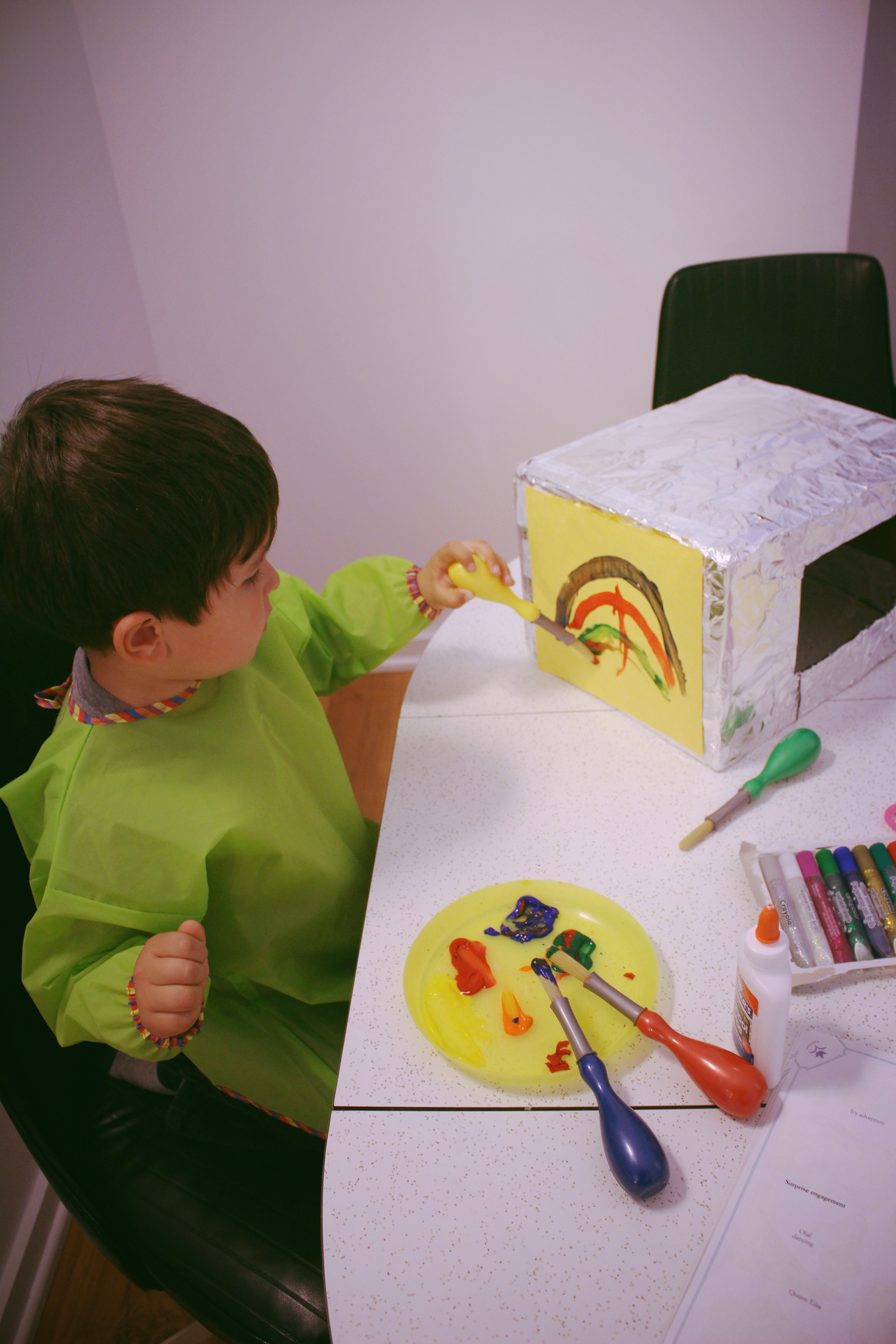 He really wanted to paint a rainbow.