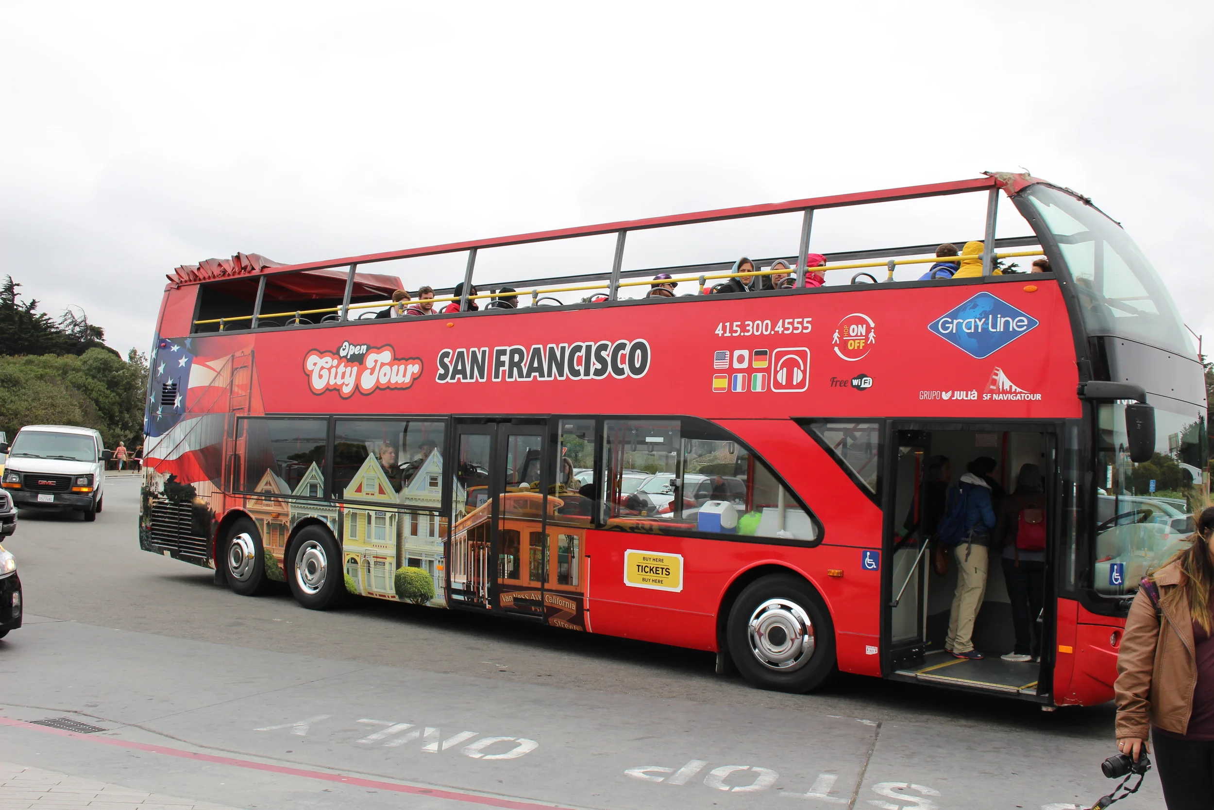 Double decker bus. 