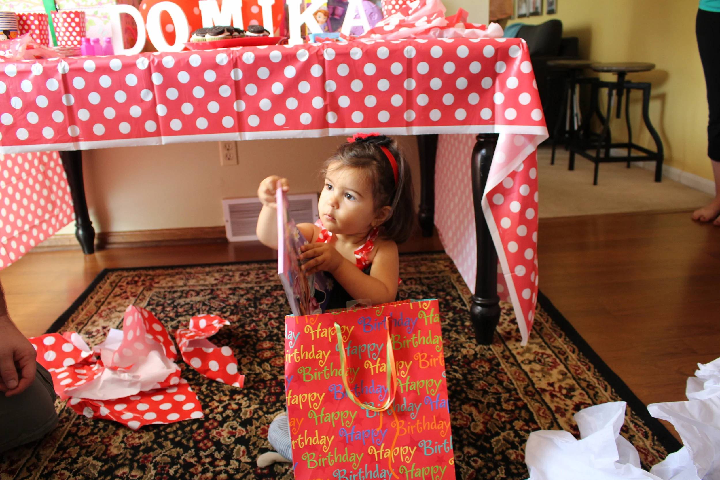 opening her gifts