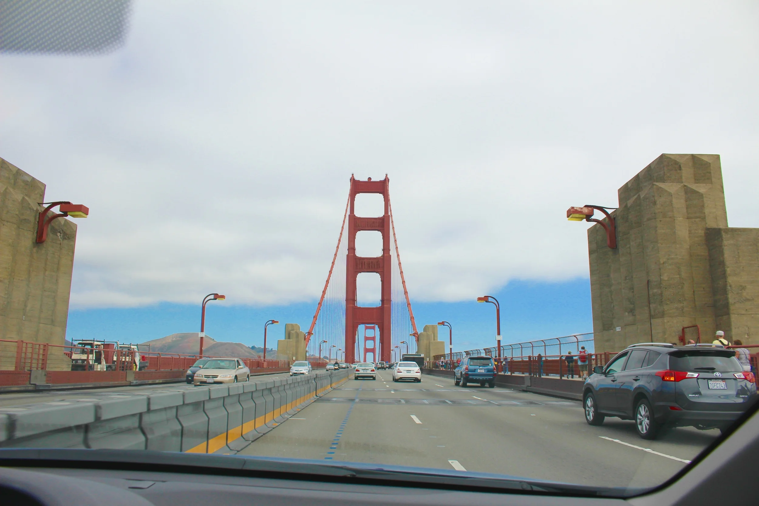 Crossing the bridge to get to the museum.