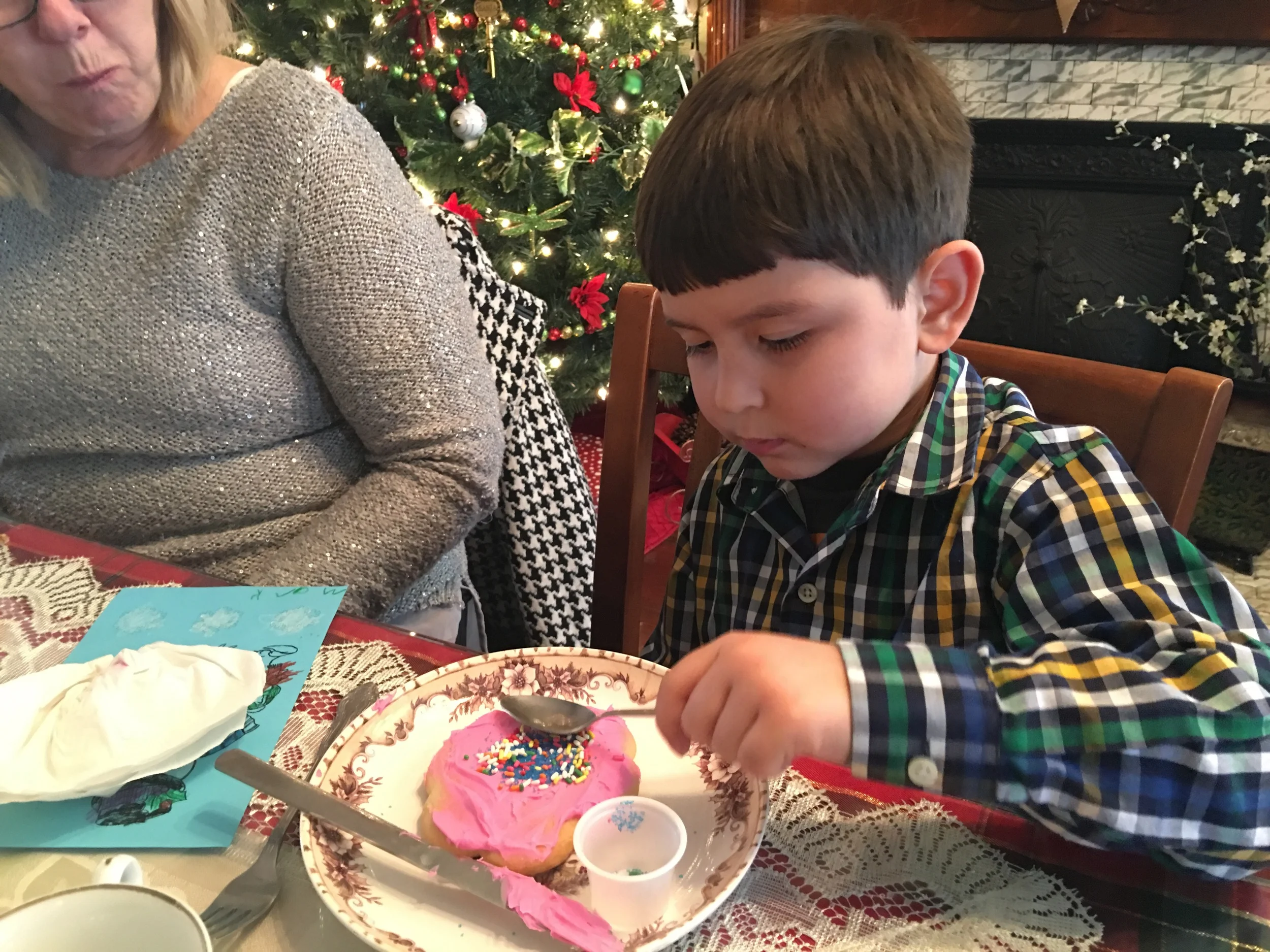 Decorating his special treat^.^