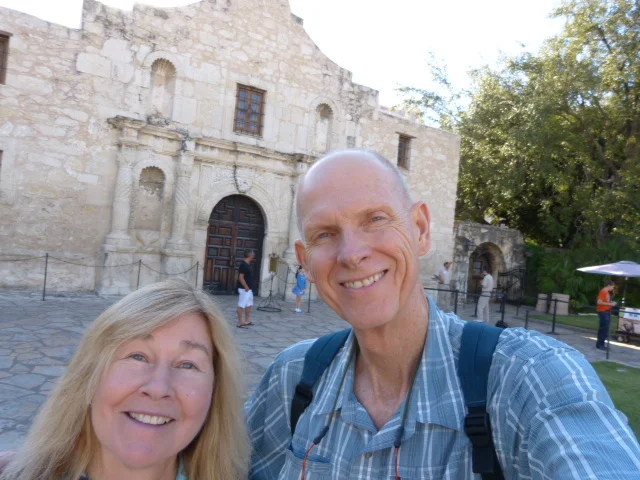 Cousin Eve and I remember the Alamo with a selfie.