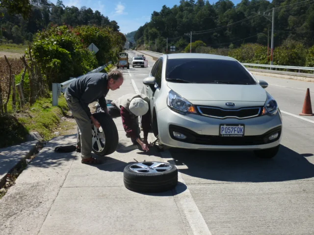 Bill and Ivan at work changing the flat