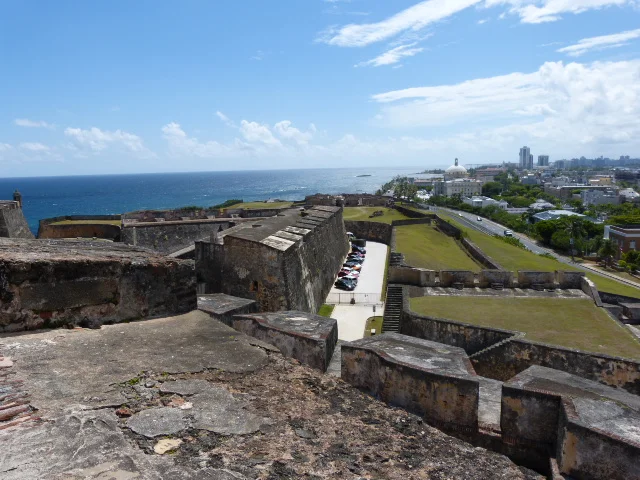 It took 150 years to build the castillo. It's the largest Spanish fort in the New World. This view looks east toward the modern downtown and beachfront.