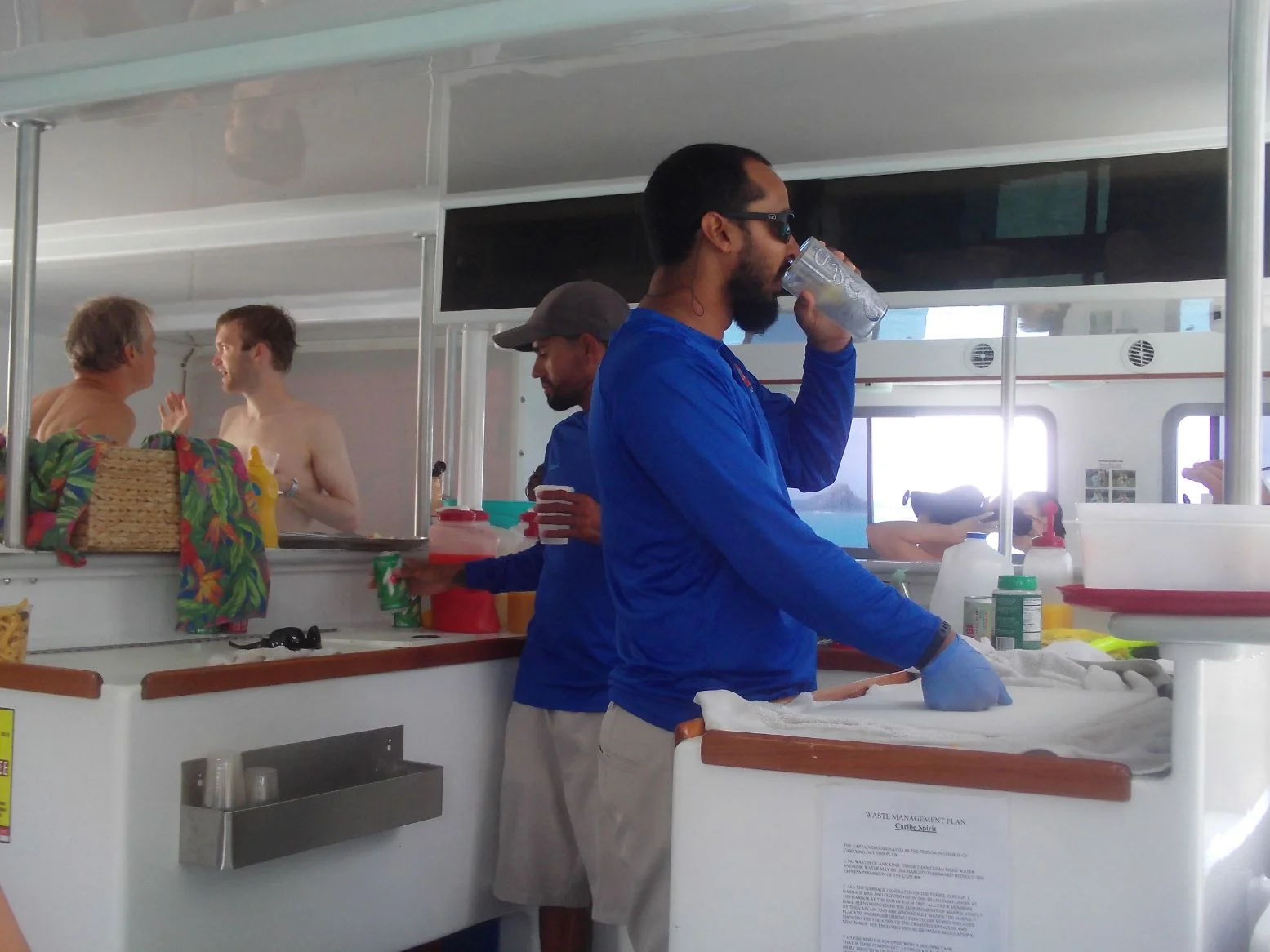 Two of the crew. Must have been 6 or so of them. All very helpful and ready to provide a beverage, tips on wearing the snorkel mask, or (gulp) to bring barf bags.