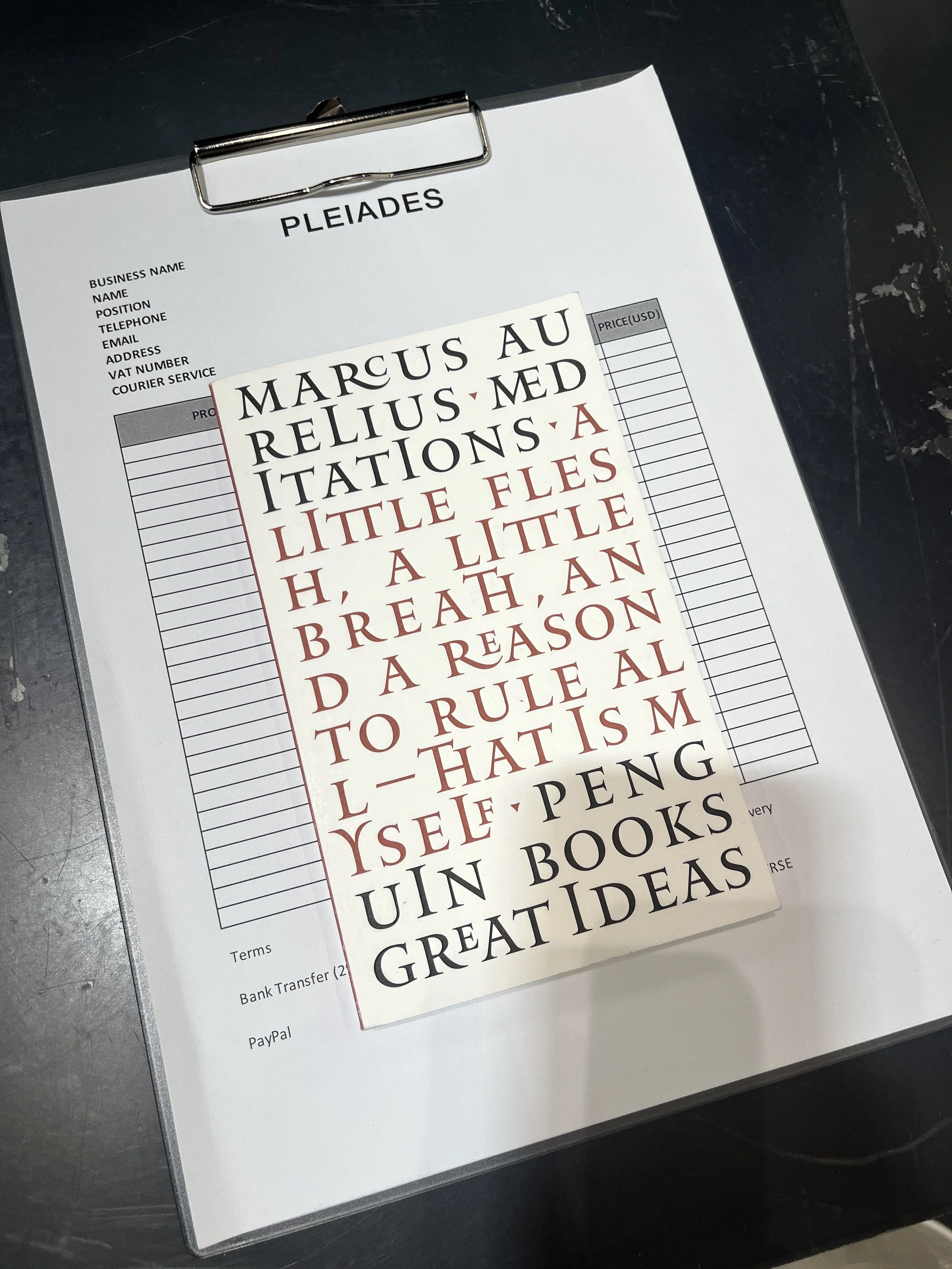  Kyu’s book on our order sheet clipboard. It looked nice so I took a picture. 