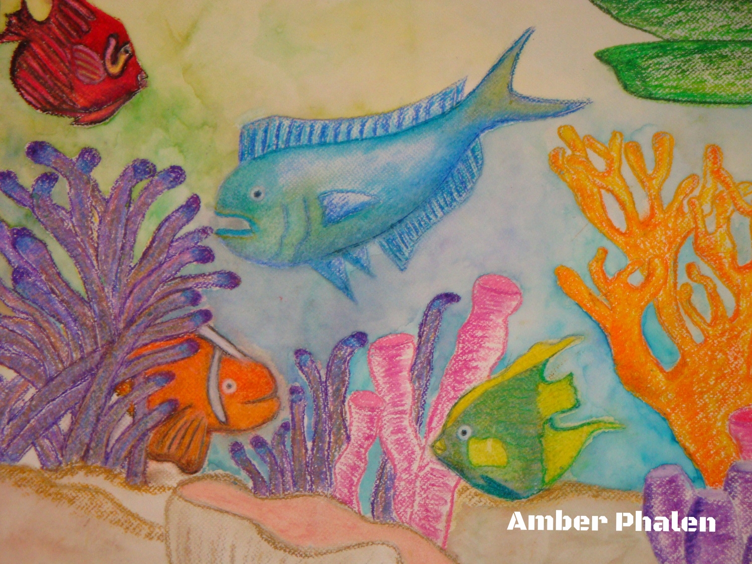 Under the Sea: Oil Pastel and Watercolor