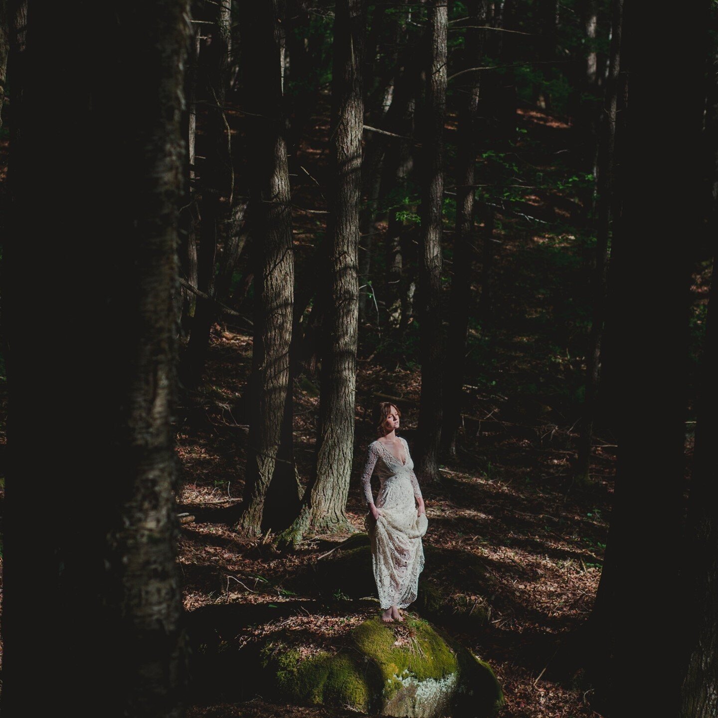 Kym basking in the sunlight in the woods behind our house during our styled shoot last year.