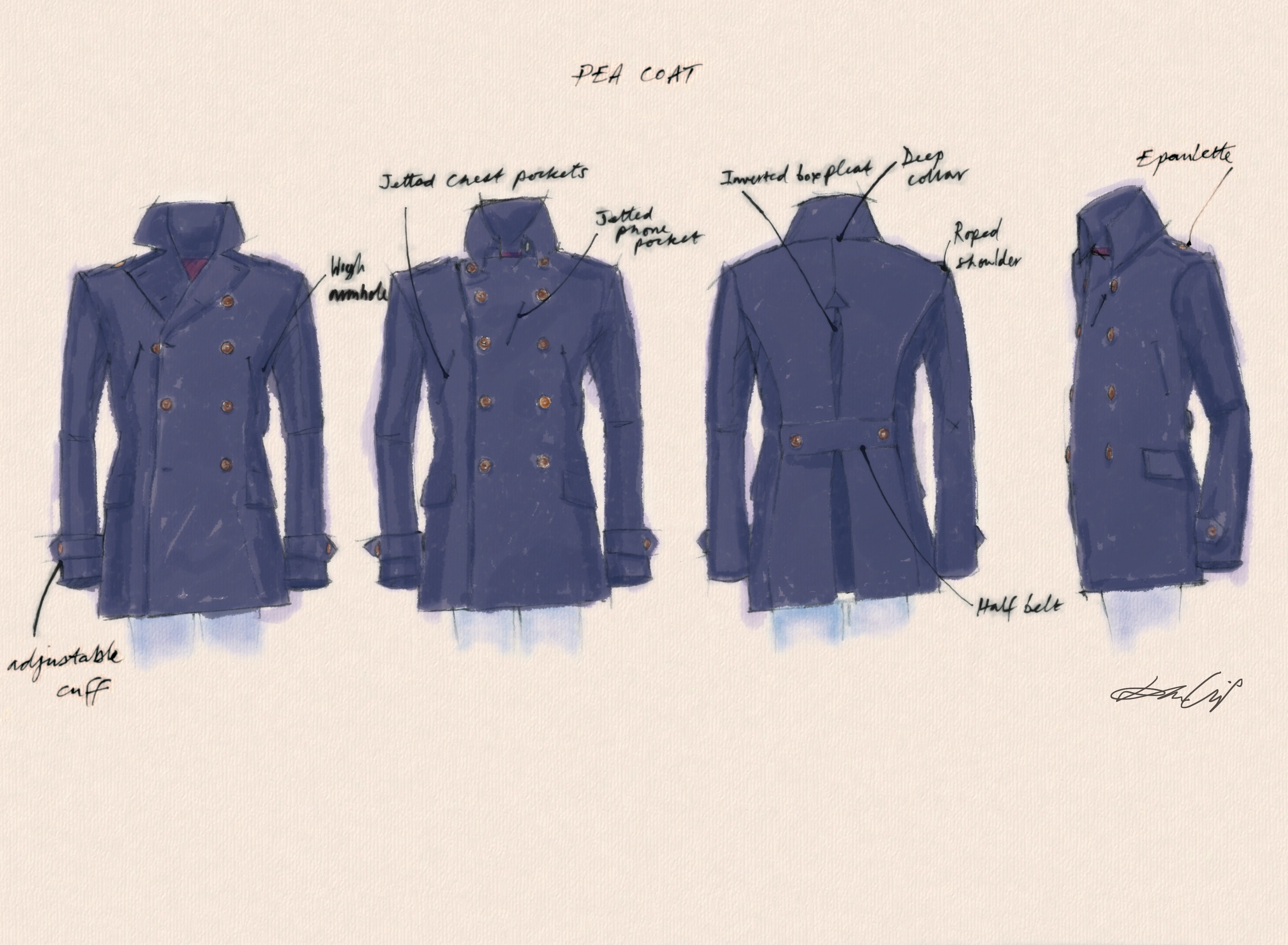 Bespoke navy camel hair Pea coat