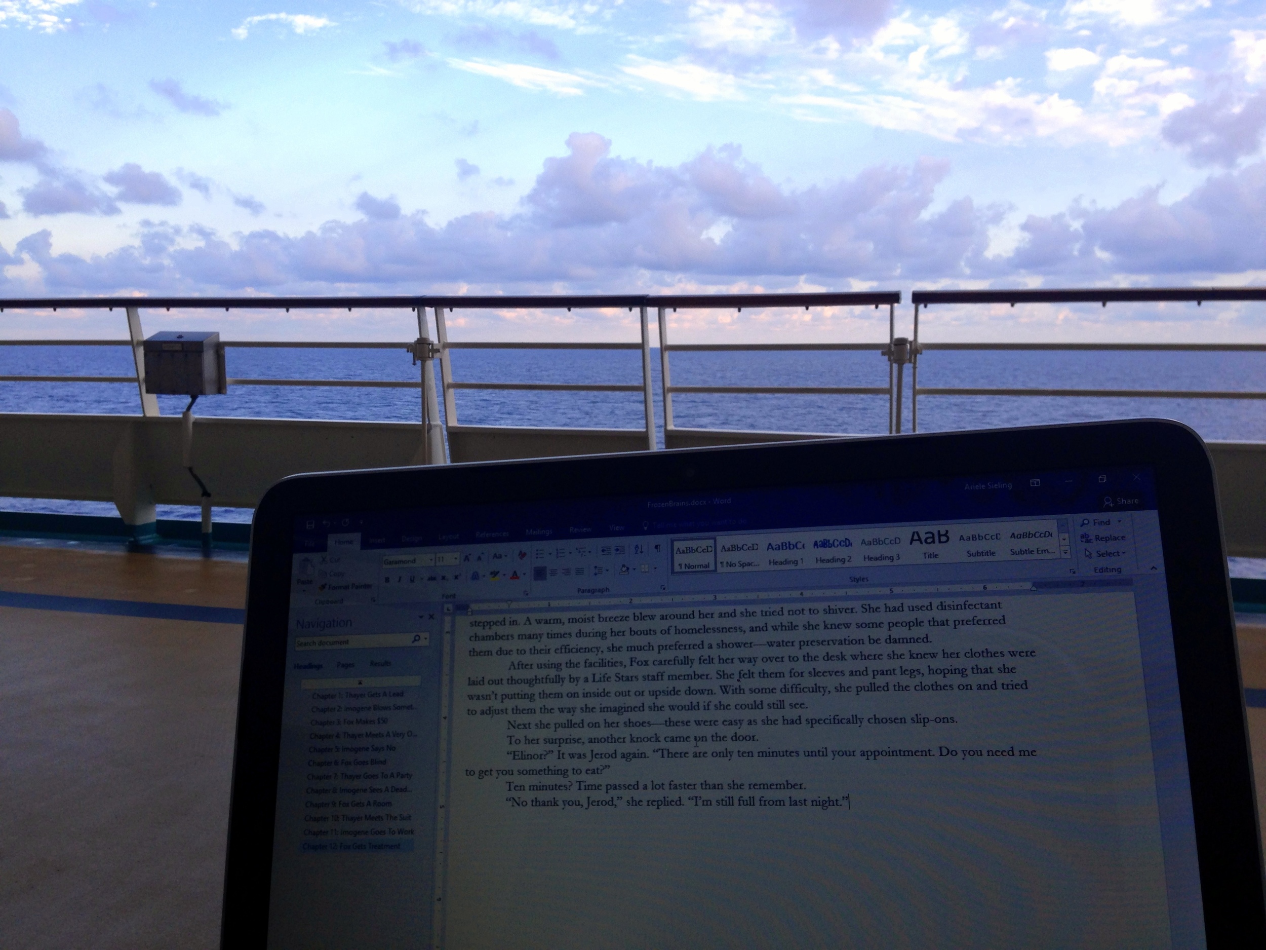 Here's the NanoWriMo pic I couldn't post. Deck 4, 1300 words on day 2.