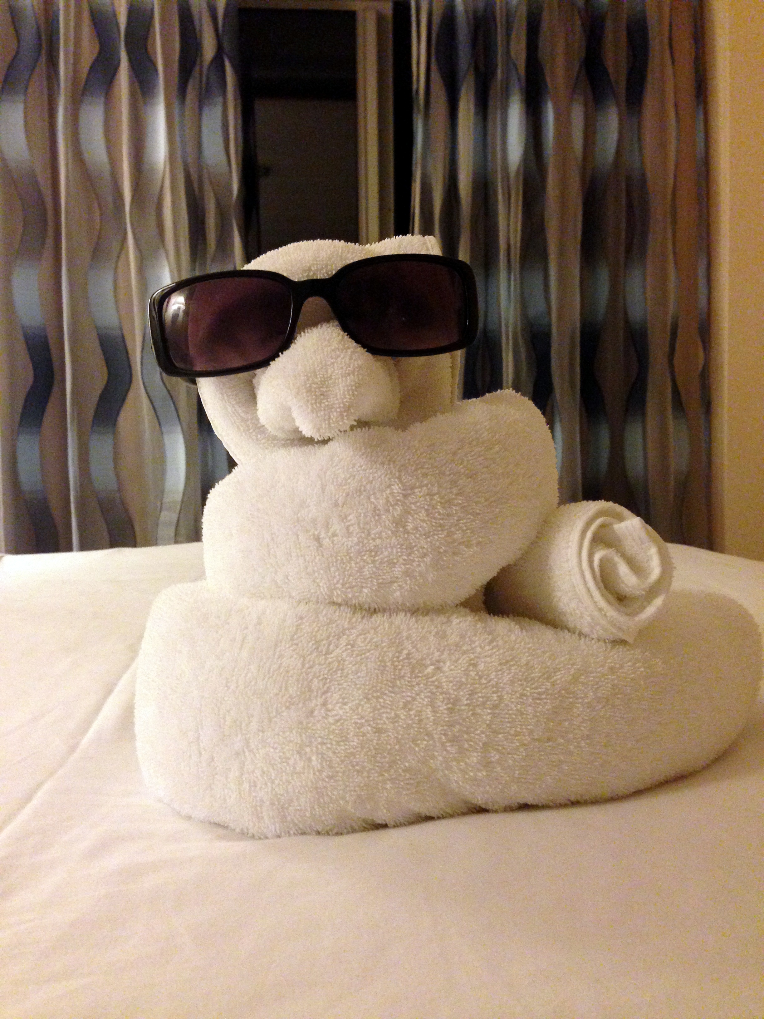 This is towel fox. Our stateroom attendent, Othniel, made him for us.