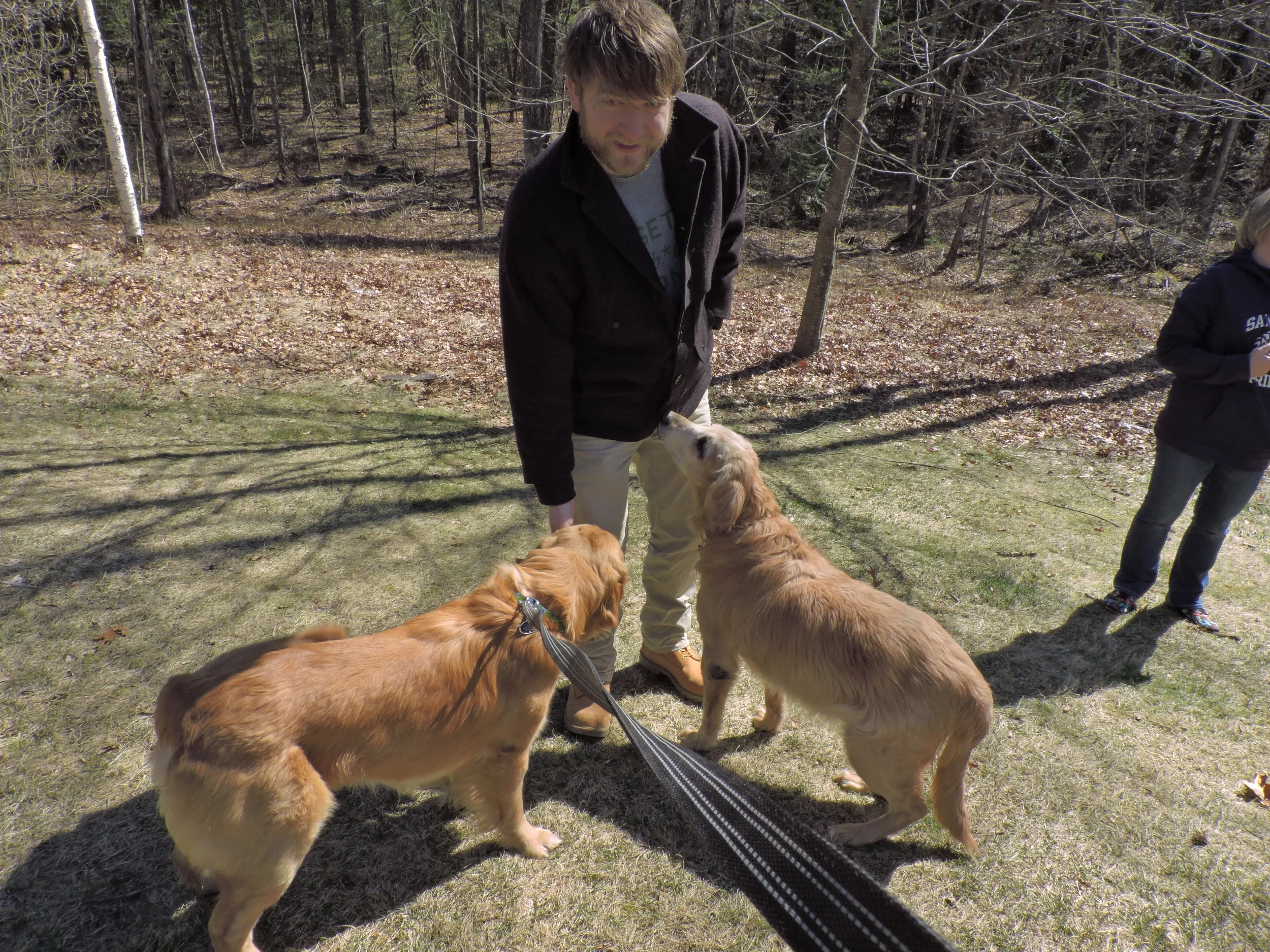 This was a problem too. Josh is a dog attractor, and they just wanted to go hang out with him!