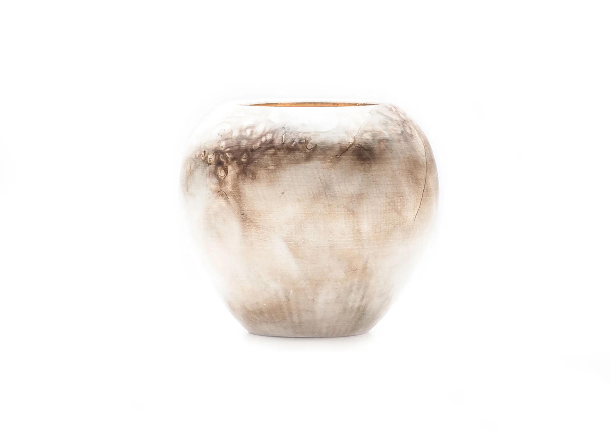 Smoke fired vase with gold leaf