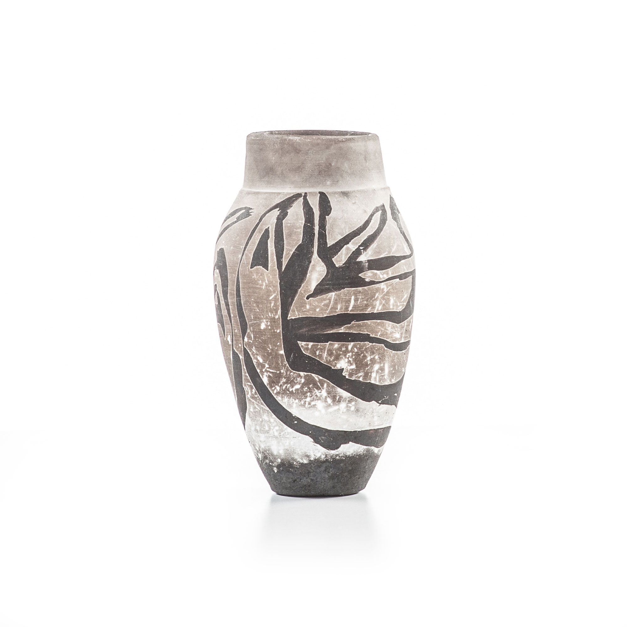 Halo raku vase with figures