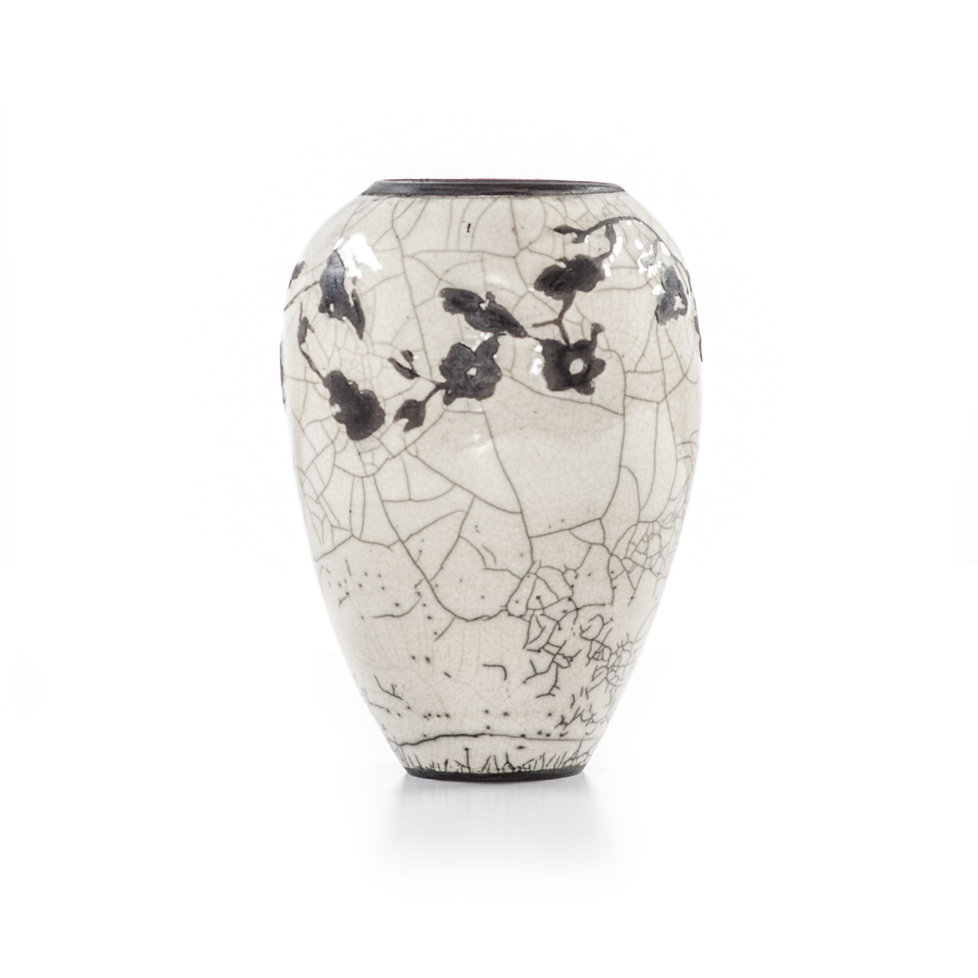 White crackle vase with flowers