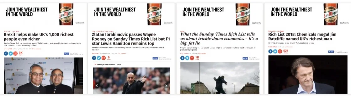 Tactical Banners - Taking traditional wealth head on with a more fullfilling alternative from San Miguel.