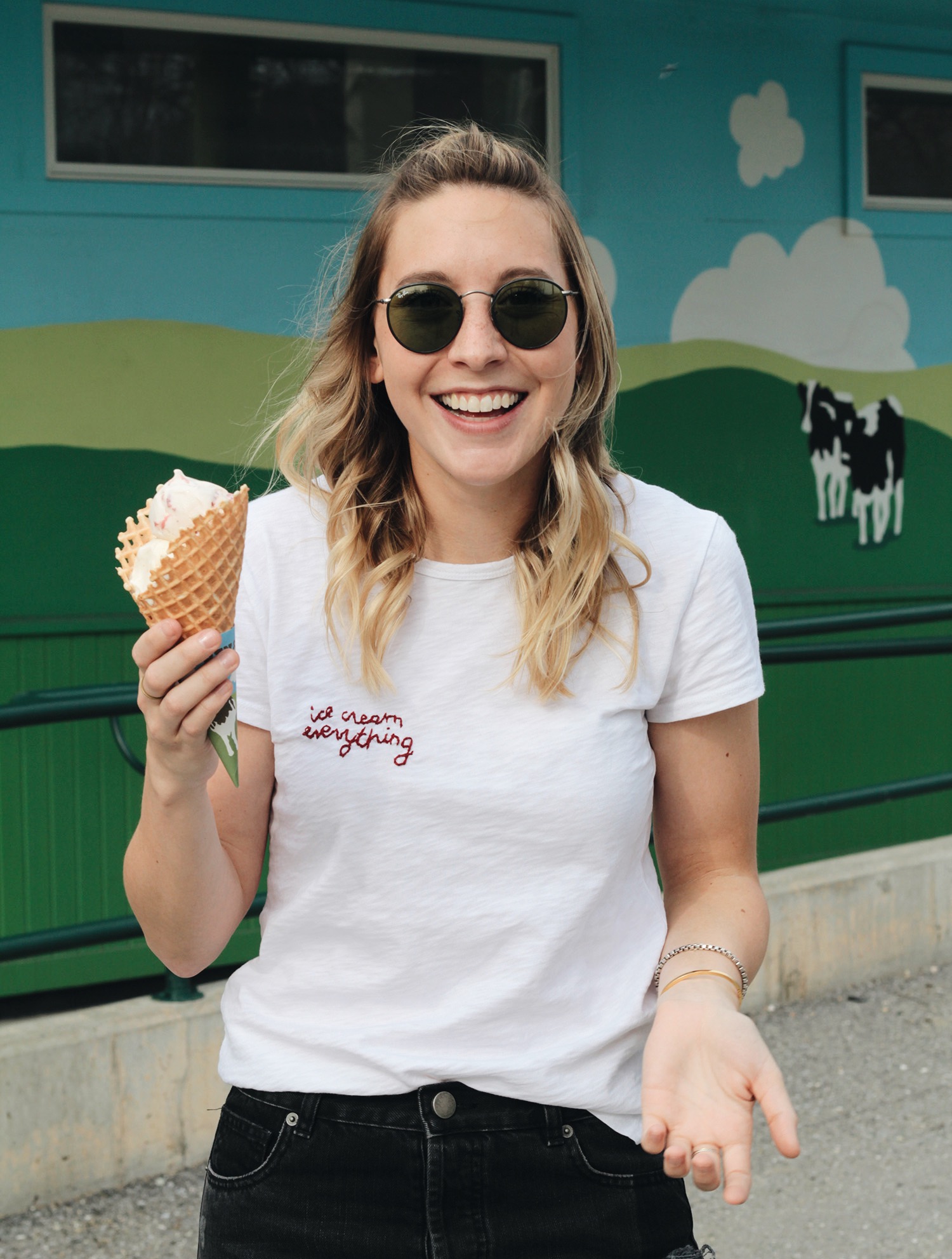 ASOS JEANS , DIY EMBROIDERED TEE, RAY BAN SUNNIES , SAM EDELMAN MULES