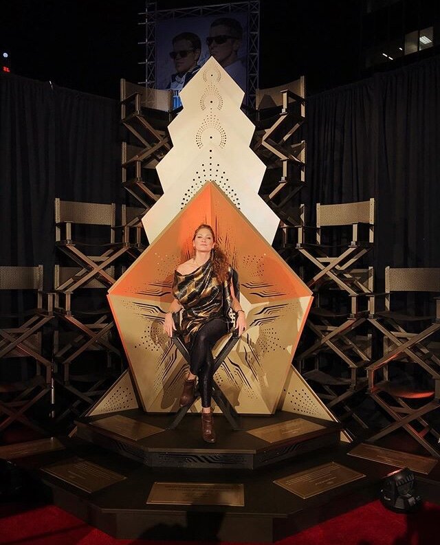  Kate Raudenbush with her red carpet sculpture at AFI Fest 2019 supporting the #ChangingTheChairs movement 