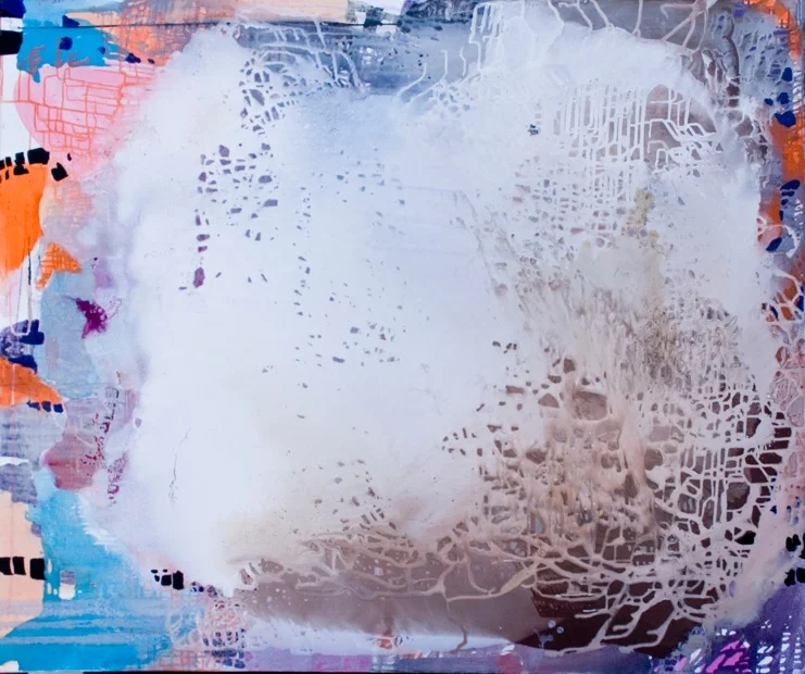   Portrait (Webbing), &nbsp;2012, oil and mica on linen, 54 x 64 inches  (sold)  