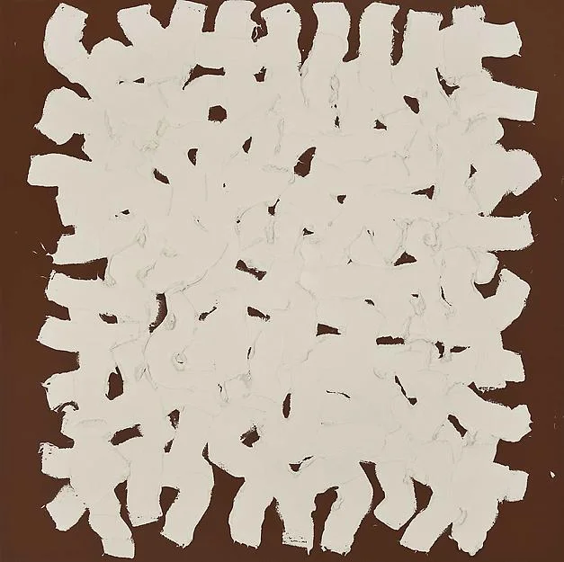   City Edition,  2014, enamel and oil on canvas, 48 x 48 inches 