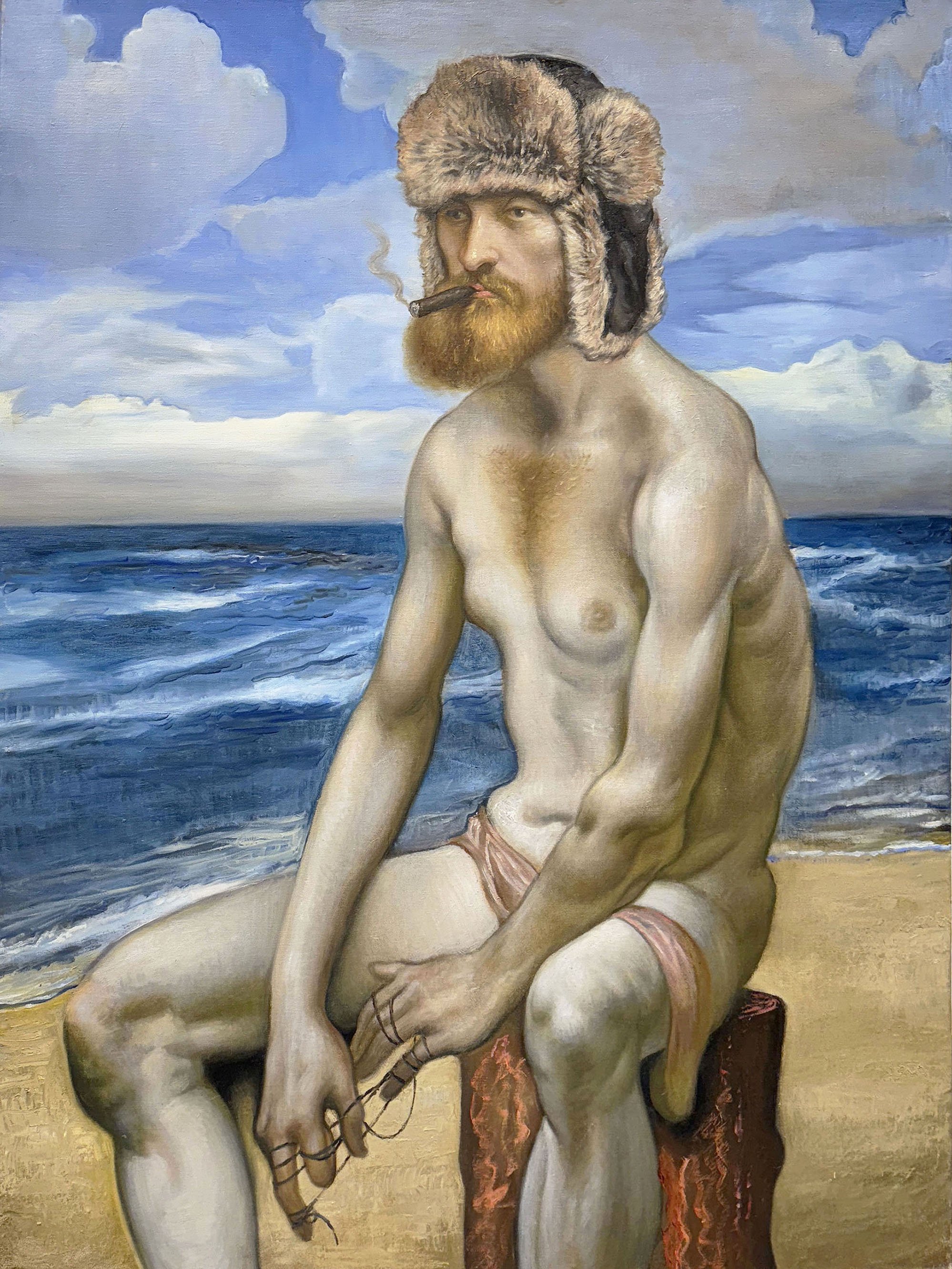   Model Airman,  Oil on stretched linen over cradled panel, 40 x 30 inches,  2025   &nbsp;    &nbsp;  