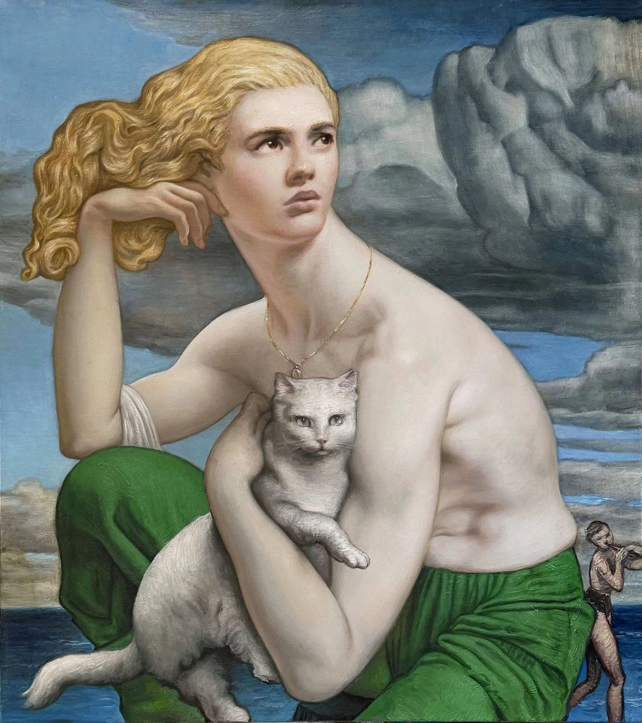   Jeannie White Kitty,  Oil on linen, 36 x 32 inches, 2023 