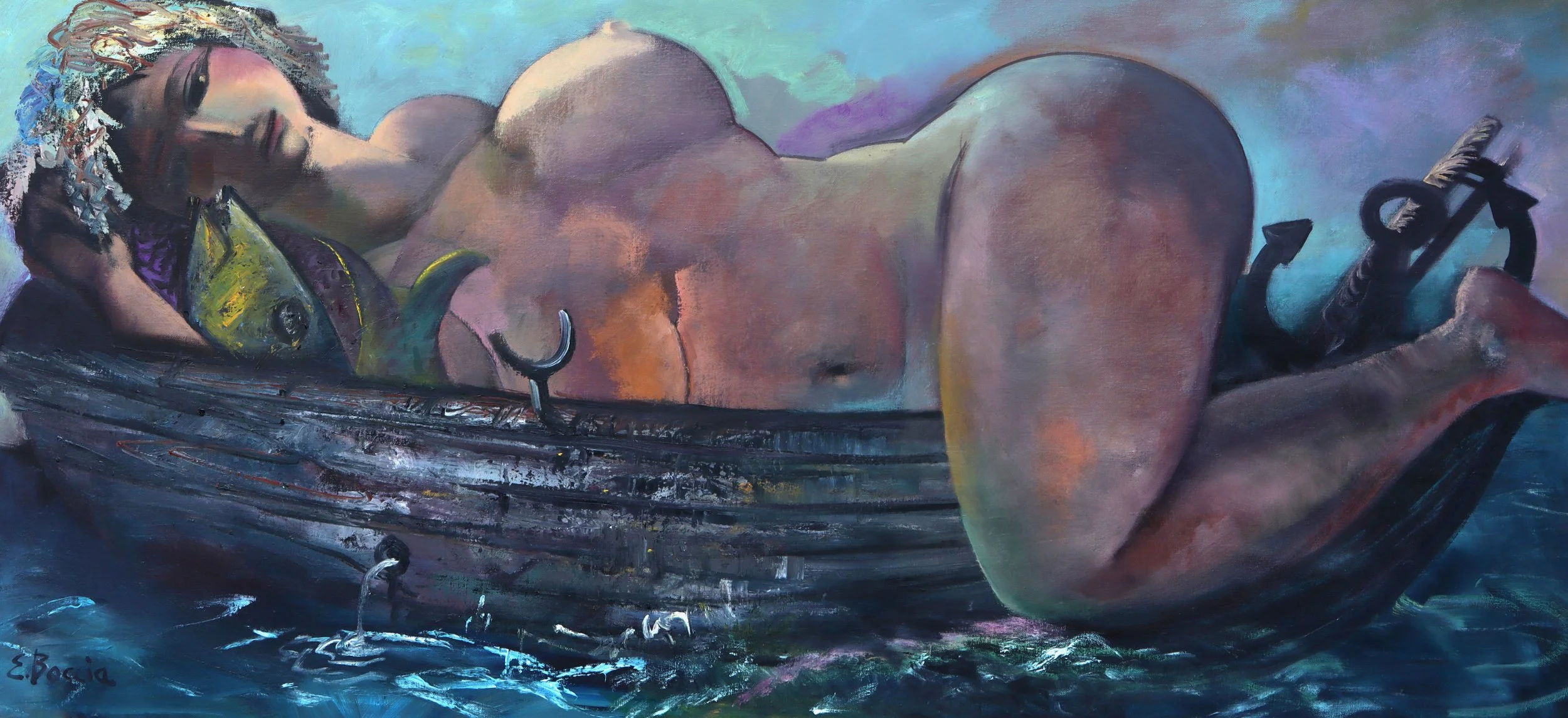  Lovers Off the Belmar Coast, 1994, Oil on canvas, 36 x 77 in. 